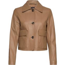 100% Leather Jacket With Buttons Brown Mango