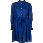 120% Lino buttoned-up linen shirt dress - Blue