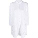 120% Lino floral-embroidery long-sleeve shirt - White