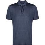120% Lino mélange semi-sheer polo shirt - Blue