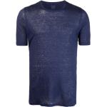 120% Lino mélange short-sleeve T-shirt - Blue