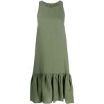 120% Lino ruffled drop-waist linen dress - Green