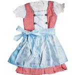 German Wear 3-Piece Children's Dirndl Girls' Dirndl Blouse Dirndl Apron Dress Red/Blue Checked Apron, Red check