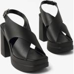 Naisten Mustat Nahkaiset Koon 37 Soljelliset Tolppakorko Korkeakorkoiset sandaalit kesäkaudelle yli 9cm koroilla 