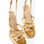 Naisten Kullanväriset Nahkaiset Koon 37 Korkeakorkoiset sandaalit kesäkaudelle yli 9cm koroilla alennuksella 