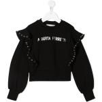 Alberta Ferretti Kids ruffled shoulder cotton sweatshirt - Black
