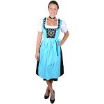 Almhouse Lisa 3-Piece Long Dirndl Turquoise Black Including Apron and White Lace Dirndl Blouse Size 32-52, turquoise