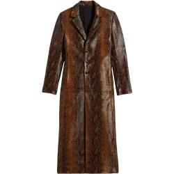 AMI Paris snakeskin-effect long leather coat - Brown