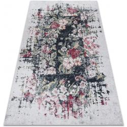ANDRE 1816D matto kukat, vintage liukumaton - valkoinen / punainen 120x170 cm