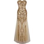 Angel-fashions Ladies’ Sequin Dress, Strapless, Sweetheart, Mesh, Gatsby, Banquet, Wedding Dress - gold, size: l