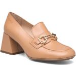 Angela Shoes Heels Heeled Loafers Beige Wonders