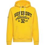 Athl Script Emb Graphic Hood Tops Sweat-shirts & Hoodies Hoodies Yellow Superdry