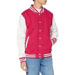 AWDis Men's Long Sleeve Varsity Jacket (Varsity Jacket) - Hot Pink / White, size: l
