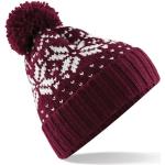 Beechfield Unisex Fair Isle Snowstar Winter Beanie Hat (One Size) (Burgundy / White)