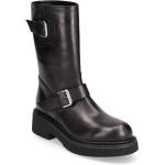Biker 2 Buckle Shoes Boots Ankle Boots Ankle Boots Flat Heel Black Apair