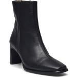 "Bootie - Block Heel - With Zippe Shoes Boots Ankle Boots Ankle Boots With Heel Black ANGULUS"