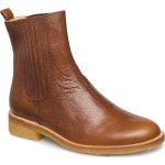 "Booties - Flat - With Elastic Shoes Chelsea Boots Brown ANGULUS"