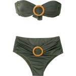 Naisten Maastonvihreät Polyamidista valmistetut Korkeavyötäröiset Brigitte Bandeau-bikinit 