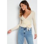BUBBLEROOM Enea knitted wrap top Offwhite L