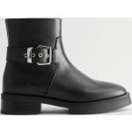 Buckled Chelsea Leather Boots - Black