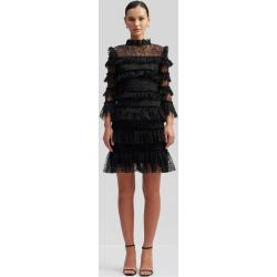By Malina Carmine Frill Mini Lace Dress Black