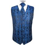 Paul Malone Festive Men's Wedding Vests Set 5-Piece Blue Black Paisley Wedding Vest, blue