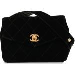 CHANEL Pre-Owned 1995 velvet diamond quilted belt bag - Black