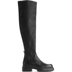 Chunky Over-the-Knee Boots - Black