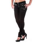 Cipo & Baxx CBW 313 Women's Jeans Stretch Black Triple Waistband, black