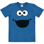 Logoshirt® Sesame Street I Cookie Monster Face I T-Shirt Print I Women & Men I Short Sleeve I Licensed Original Design, azure blue