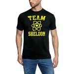 Coole-Fun-T-Shirts Men's Logo T-Shirt Team Sheldon / Big Bang Theory Vintage slim fit slimfit schwarz gelb Size:S