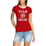 Coole-Fun-T-Shirts Women's T-Shirt Team Sheldon Big Bang Theory Vintage Rigi rot damen Size:L