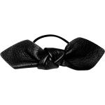 Corinne - Leather Bow Big Hair Tie - Musta