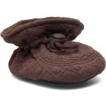 Quilted Textile Slippers Brown Melton