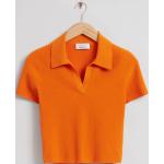Cropped Open Collar Knit Top - Orange