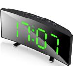 Digital Alarm Clock, 7 Inch Curved Dimmable LED Screen Digital Clock for Kids Bedroom, Green Large Number Clock, Lightweight Sma