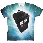 DOCTOR WHO TARDIS Stars Erwachsene weiß Sublimation T-Shirt (Large, Weiß)