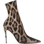 Naisten Tummanruskeat Leopardikuvioiset Koon 35,5 Teräväkärkiset Dolce&Gabbana Leopardi-aiheiset Korkeakorkoiset nilkkurit alennuksella 