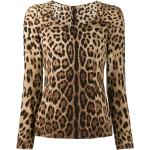 Naisten Spandex- Leopardikuvioiset Koon M Pitkähihaiset Dolce&Gabbana Leopardi-aiheiset O -kaula-aukkoiset O-aukkoiset t-paidat 