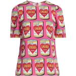 Naisten Vaaleanpunaiset Silkkiset Koon S Lyhythihaiset Dolce&Gabbana O -kaula-aukkoiset Lyhythihaiset t-paidat 