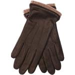 EEM BJOERN Men's Leather Gloves Made of Lamb Nappa Leather with Knitted Cuff and Fleece Lining - Dark Brown/Beige, size: s