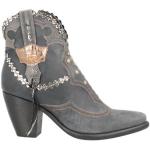 Naisten Tummanharmaat Pehmeästä nahasta valmistetut Koon 41 Vetoketjulliset Niitti Cowboy-bootsit alennuksella 