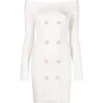 Elisabetta Franchi off-shoulder knitted blazer dress - White