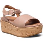 Eloise Cork-Wrap Leather Back-Strap Wedge Sandals Shoes Summer Shoes Platform Sandals Beige FitFlop