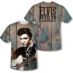 Elvis Presley - Youth Woodgrain (Front / Back Print) T-Shirt, White