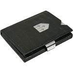 EXENTRI Leder Dreifachgefaltete Brieftasche aus Kaiman - RFID-Schutz mit Verschlussclip aus Edelstahl (Caiman Schwarz)