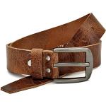 Fa.Volmer ® Men's Leather Belt Made of Buffalo Leather for Men Jeans Suit Real Leather Brown 38 mm Wide Can Be Shortened #GBr00020 - Brown Rustic