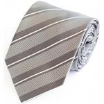 Fabio Farini Modern Striped Men's Tie in 8 cm Wide - Tie Suitable for the Office with Suit Thanks to Robust Easy-Care Microfibre, Silver white chequered