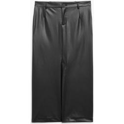 Faux leather tailored midi skirt - Black