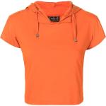 Naisten Oranssit Polyesteriset Koon XXL Lyhythihaiset Hupulliset Fendi V -kaula-aukkoiset V-aukkoiset t-paidat 